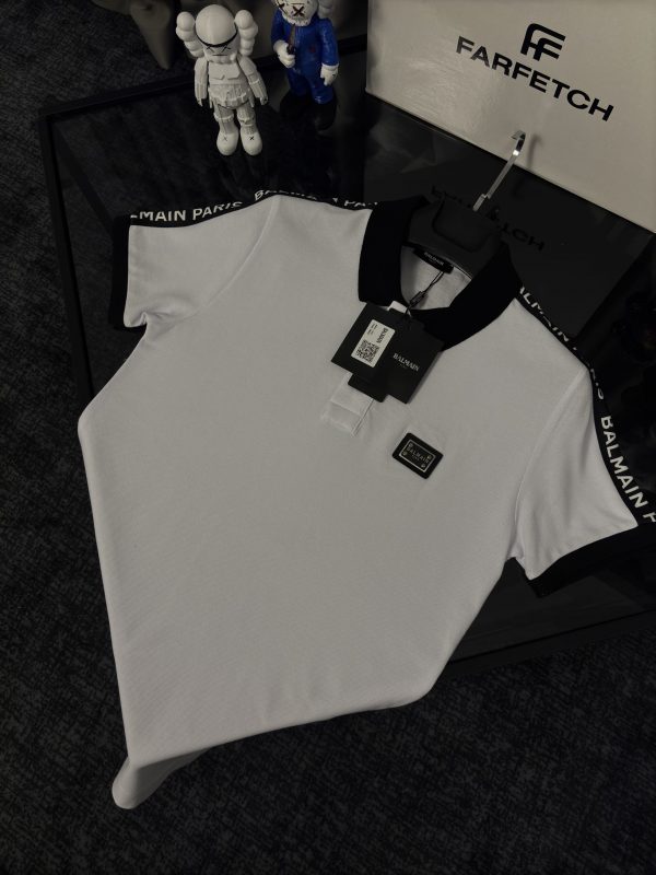 Balmain Beyaz Premıum Polo Yaka T-shirt - Görsel 4